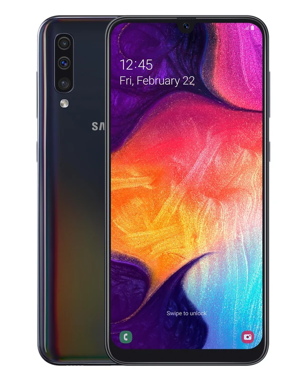 Galaxy A50, Vorder- und Rückseite
